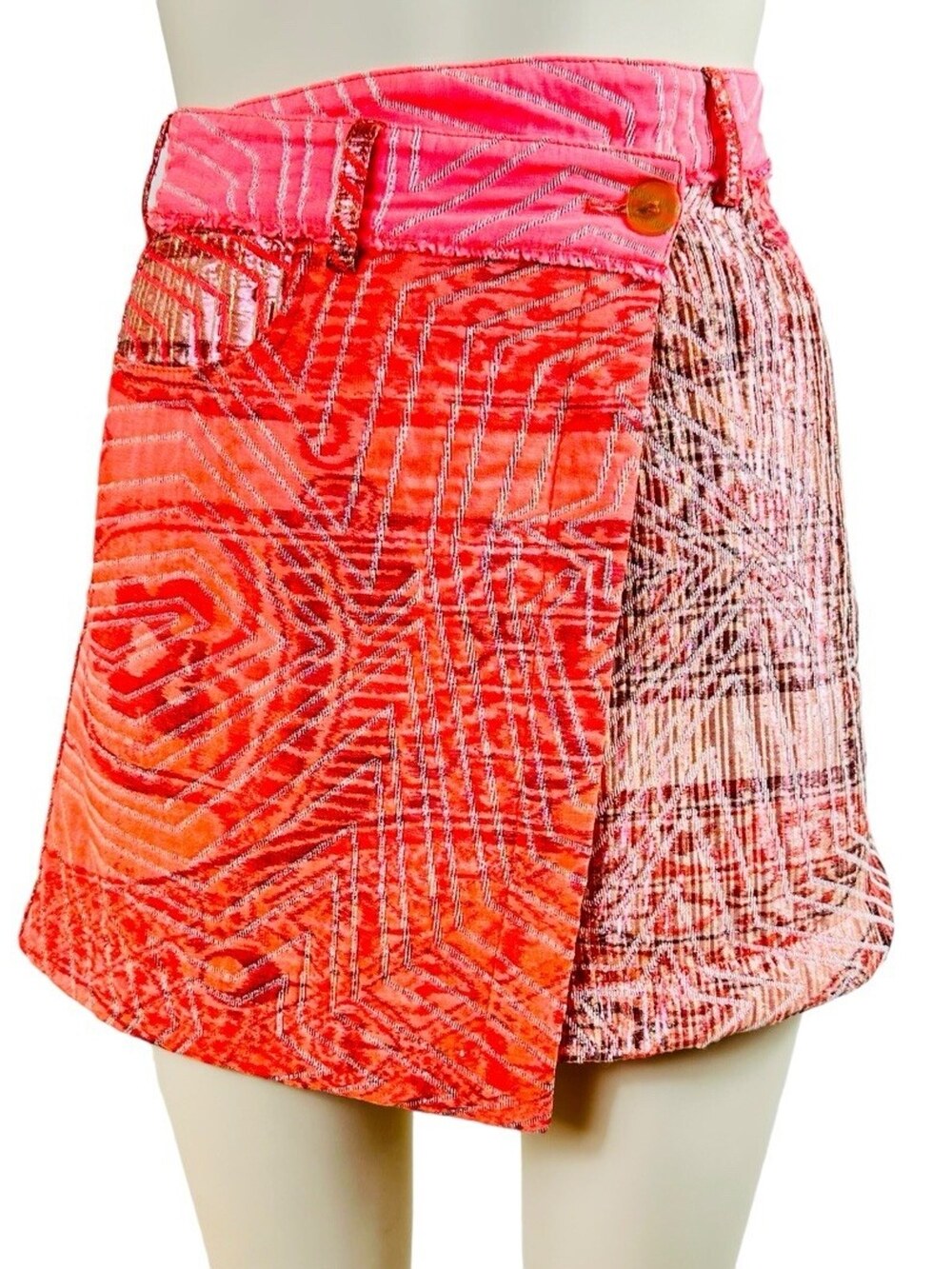 Forte_Forte Denim Mini Skirt Women's 0 Wrap Taffy Pink Metallic Runway $430